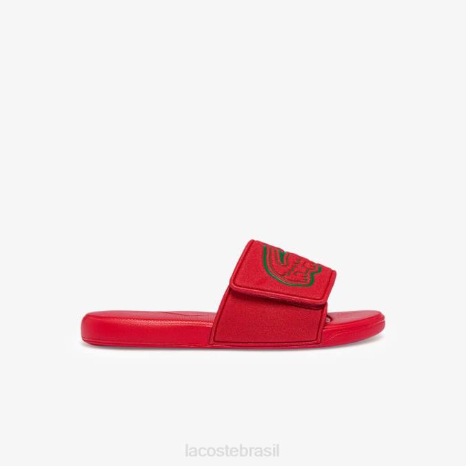 Lacoste crianças slides sintéticos com alça l.30 vermelho verde P2PX3327 sapato