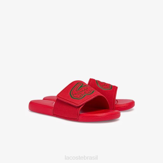 Lacoste crianças slides sintéticos com alça l.30 vermelho verde P2PX3327 sapato