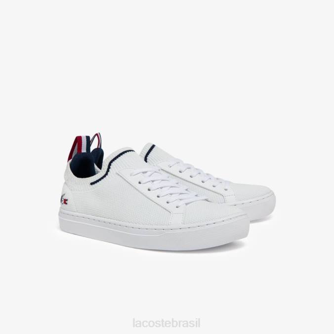 Lacoste crianças tênis la piquée têxtil tricolor branco, marinho e vermelho P2PX3317 sapato