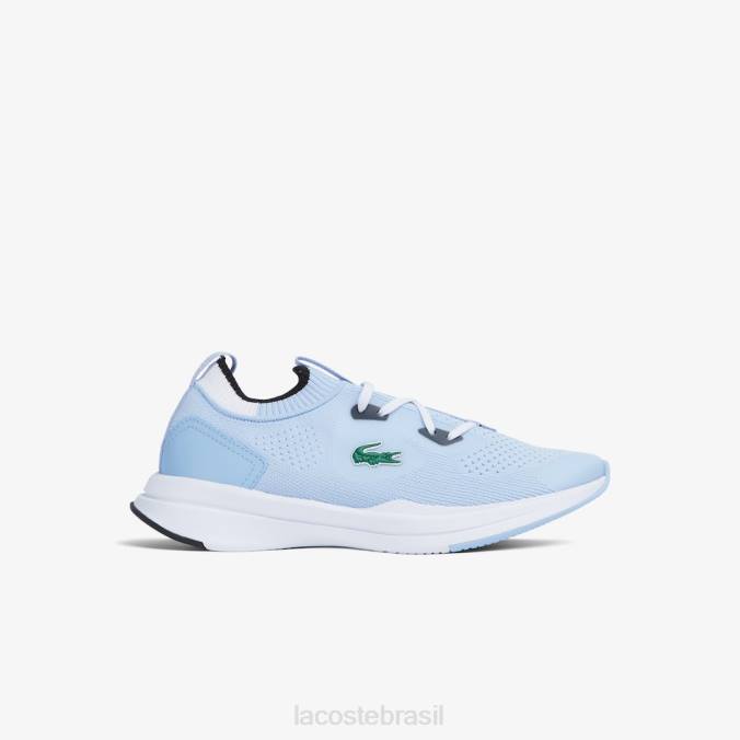 Lacoste crianças tênis run spin knit têxtil cor contrastante azul claro/branco P2PX3329 sapato