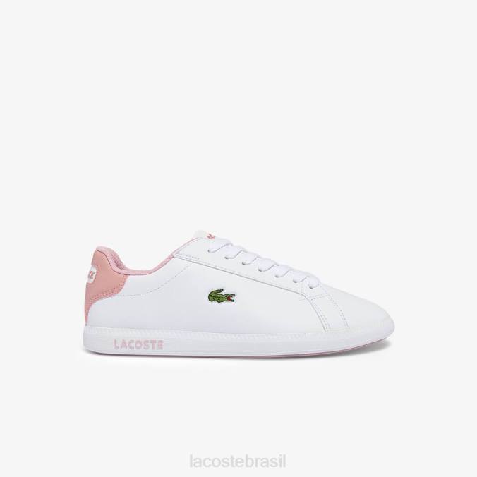 Lacoste crianças tênis sintético para graduação branco e rosa claro P2PX3330 sapato