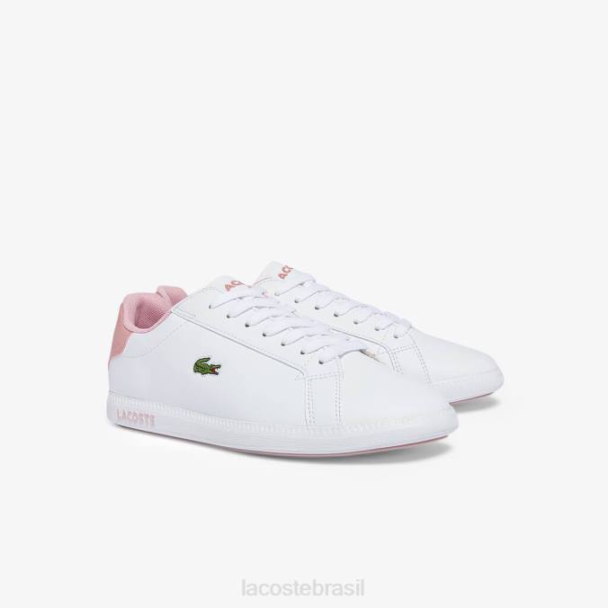 Lacoste crianças tênis sintético para graduação branco e rosa claro P2PX3330 sapato