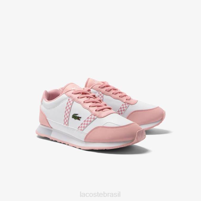 Lacoste crianças tênis sintético parceiro branco e rosa P2PX3311 sapato