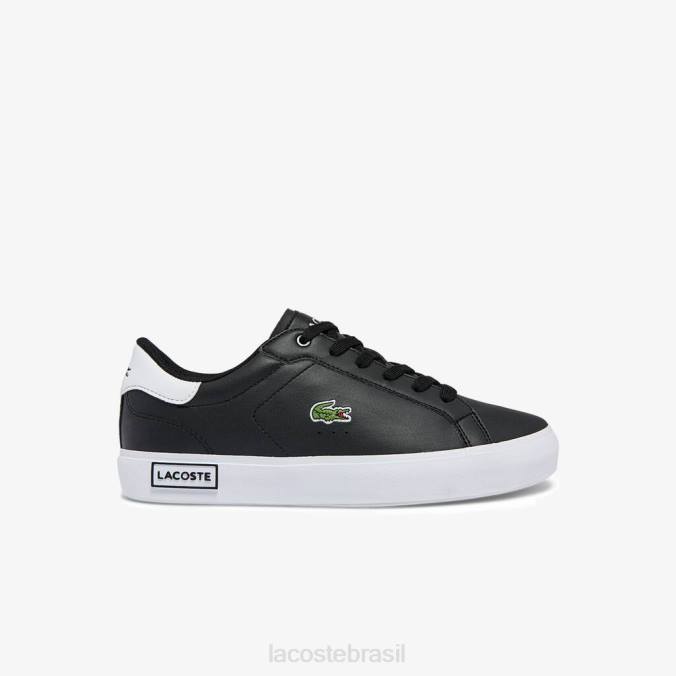 Lacoste crianças tênis sintético powercourt Preto branco P2PX3309 sapato