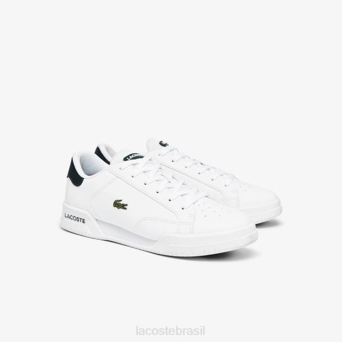 Lacoste crianças tênis sintético twin serve branco e verde escuro P2PX3320 sapato