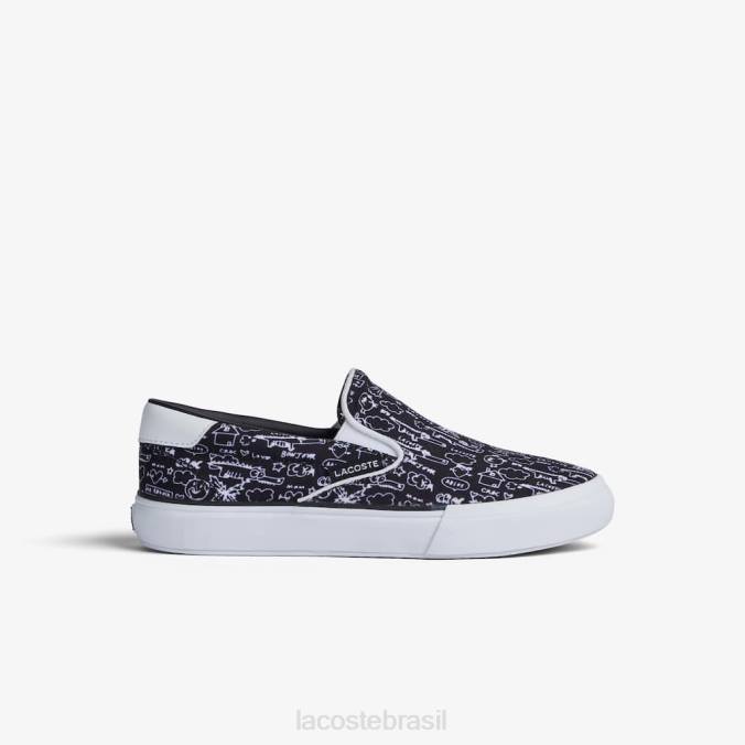 Lacoste crianças jump serve slip on têxtil Preto branco P2PX3234 sapato