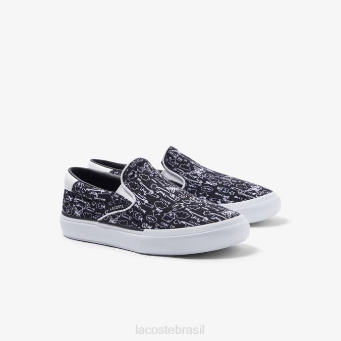 Lacoste crianças jump serve slip on têxtil Preto branco P2PX3234 sapato