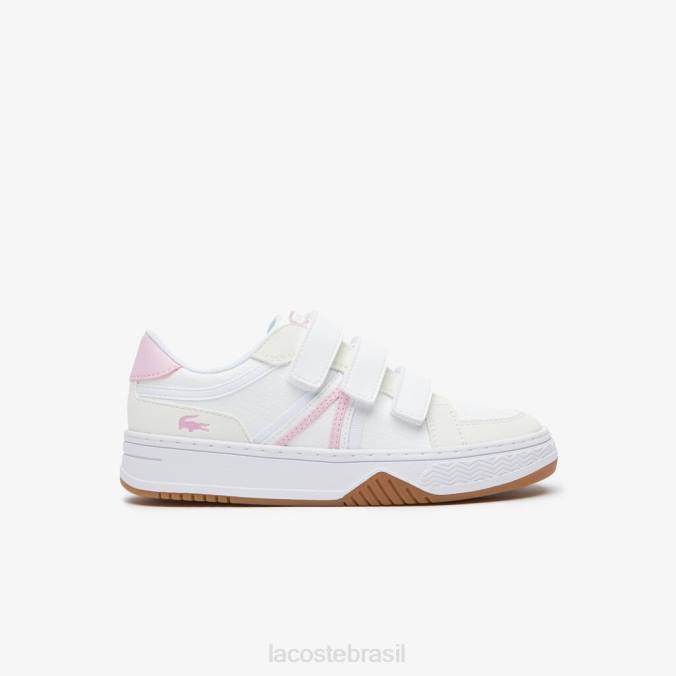 Lacoste crianças l001 tênis sintético branco e rosa P2PX3258 sapato