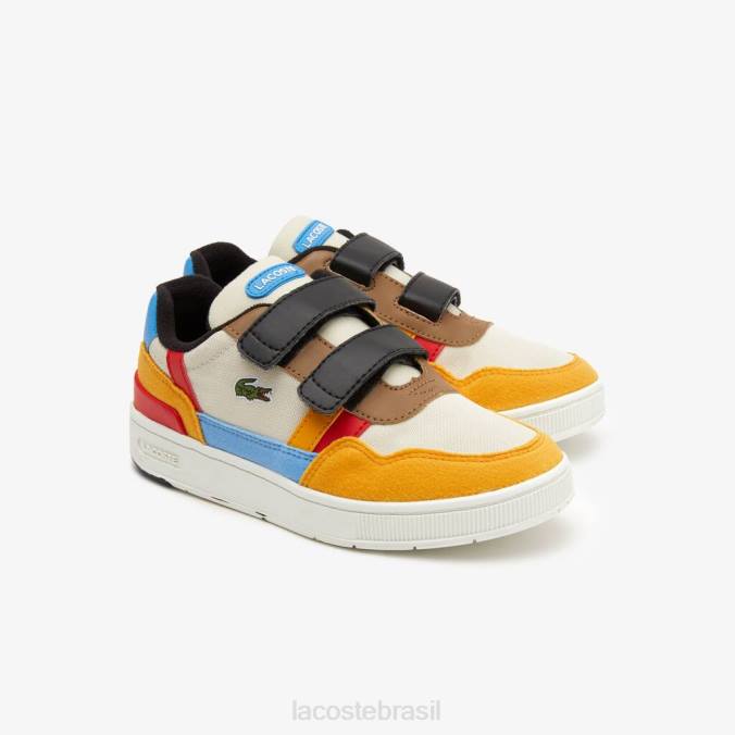 Lacoste crianças sapatos de inverno sintéticos para atividades ao ar livre off white e amarelo P2PX3303 sapato