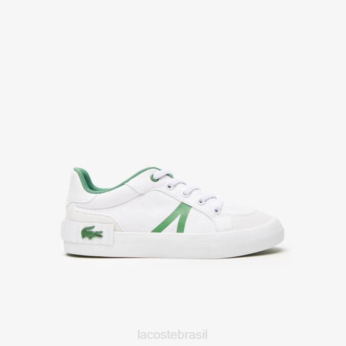 Lacoste crianças tênis l004 têxtil Branco Verde P2PX3060 sapato
