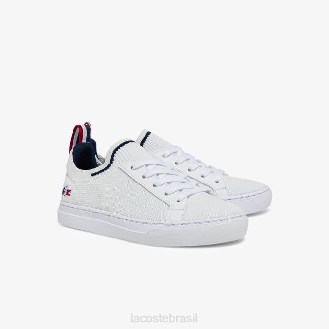Lacoste crianças tênis la piquée têxtil tricolor branco, marinho e vermelho P2PX3304 sapato