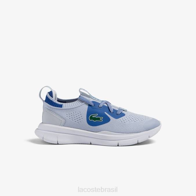 Lacoste crianças tênis run spin knit têxtil azul claro/azul P2PX3069 sapato