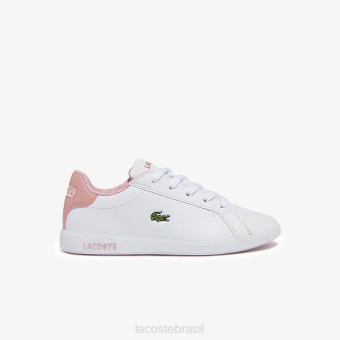 Lacoste crianças tênis sintético para graduação branco e rosa claro P2PX3231 sapato