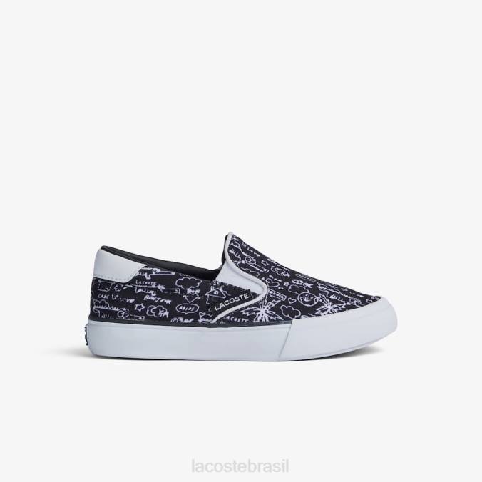 Lacoste crianças jump serve slip on têxtil Preto branco P2PX2968 sapato
