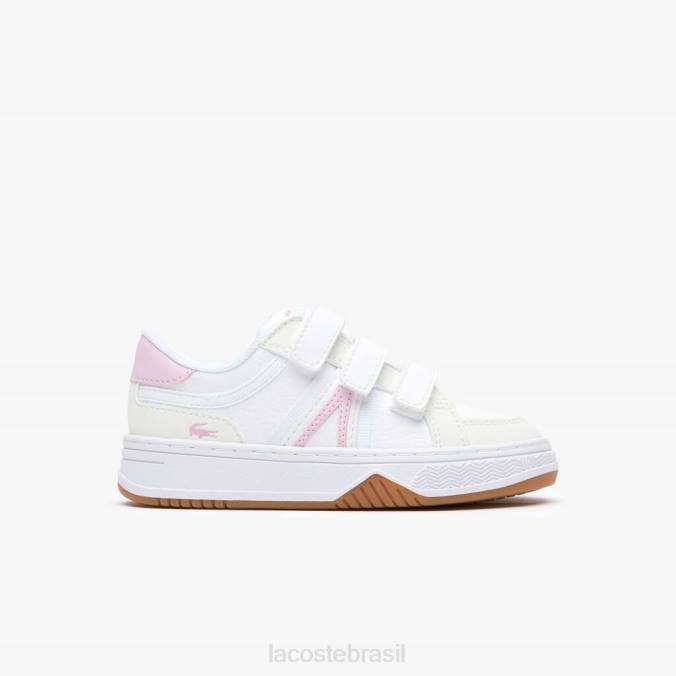 Lacoste crianças l001 tênis sintético branco e rosa P2PX2977 sapato