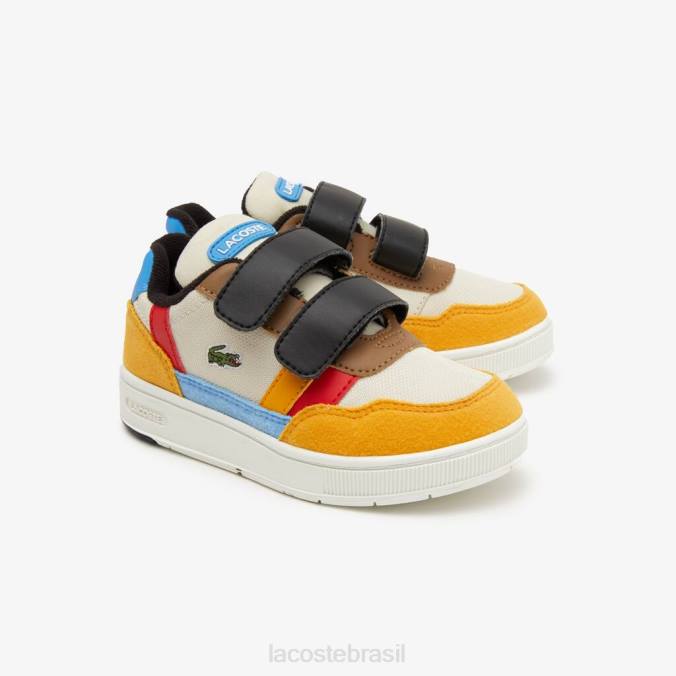 Lacoste crianças sapatos de inverno sintéticos para atividades ao ar livre off white e amarelo P2PX2992 sapato