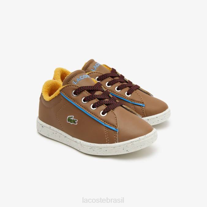 Lacoste crianças sapatos outdoor sintéticos de inverno carnaby marrom/azul claro P2PX2993 sapato