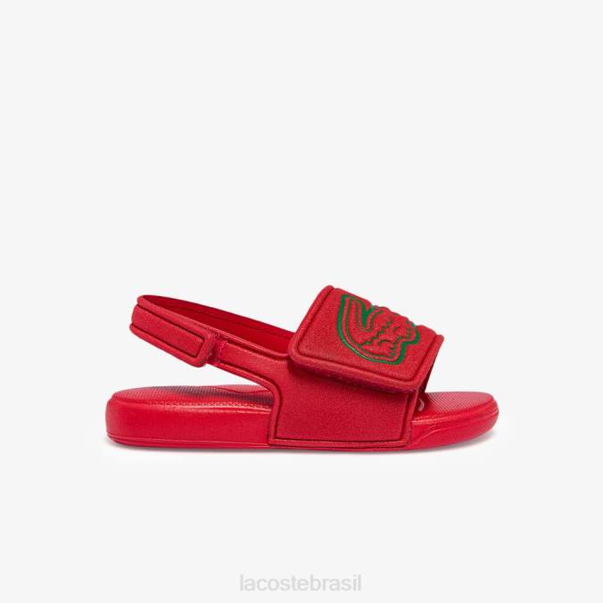 Lacoste crianças slides sintéticos com alça l.30 vermelho verde P2PX2971 sapato