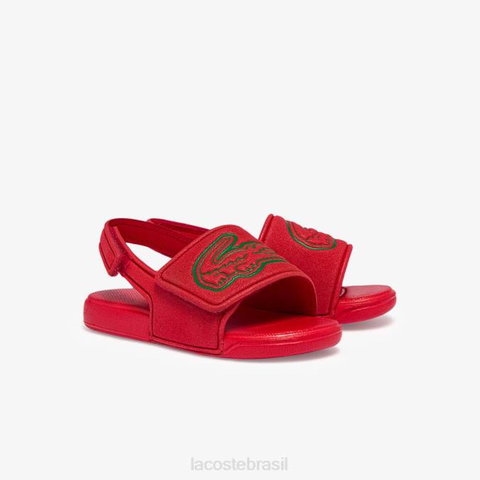 Lacoste crianças slides sintéticos com alça l.30 vermelho verde P2PX2971 sapato