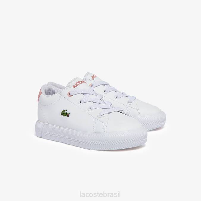 Lacoste crianças tênis gripshot branco e rosa claro P2PX2970 sapato
