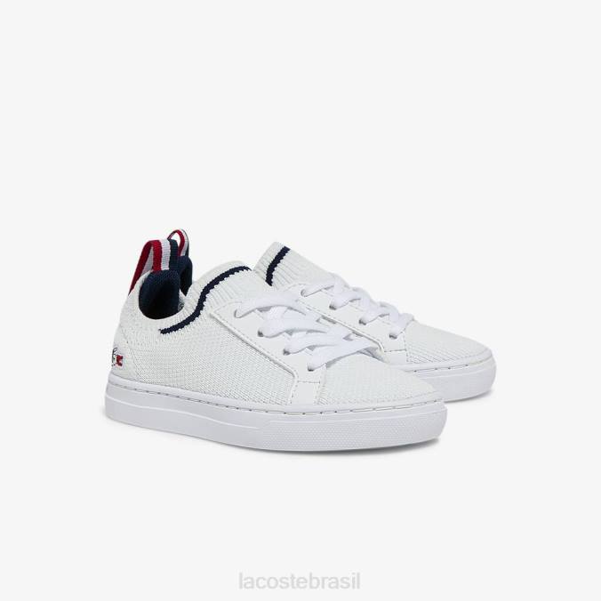 Lacoste crianças tênis la piquée têxtil tricolor branco, marinho e vermelho P2PX2994 sapato