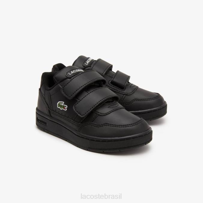 Lacoste crianças tênis pop sintético colorido t-clip preto P2PX2934 sapato