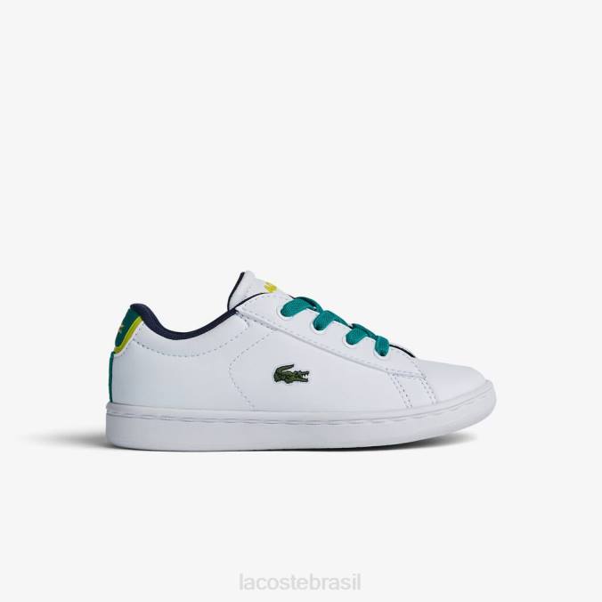 Lacoste crianças tênis sintético carnaby Branco Verde P2PX2985 sapato