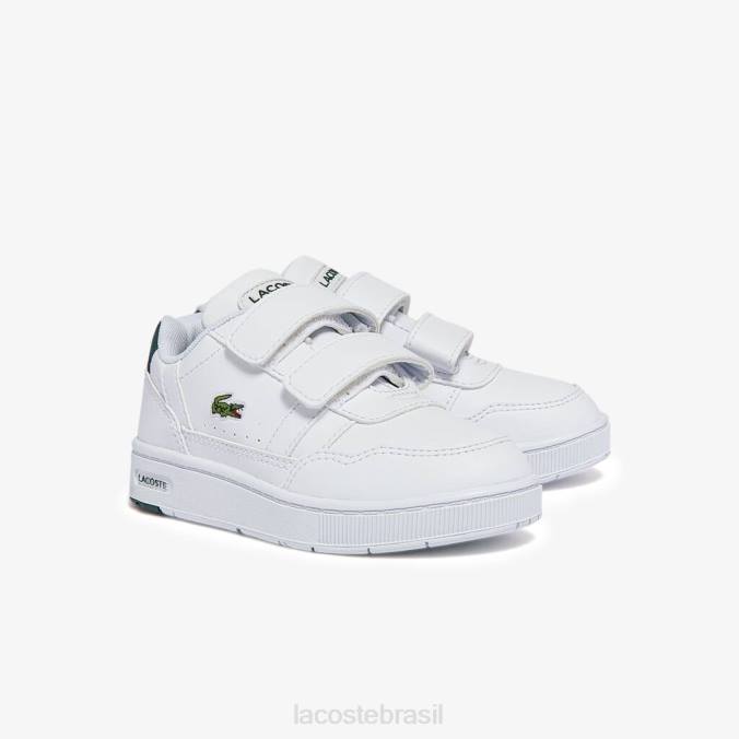 Lacoste crianças tênis sintético com clipe branco e verde escuro P2PX2942 sapato