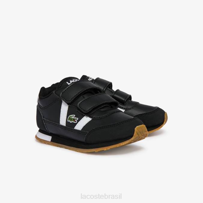 Lacoste crianças tênis sintético parceiro Preto branco P2PX2965 sapato