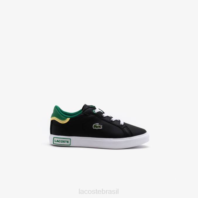 Lacoste crianças tênis sintético powercourt Preto Verde P2PX2978 sapato