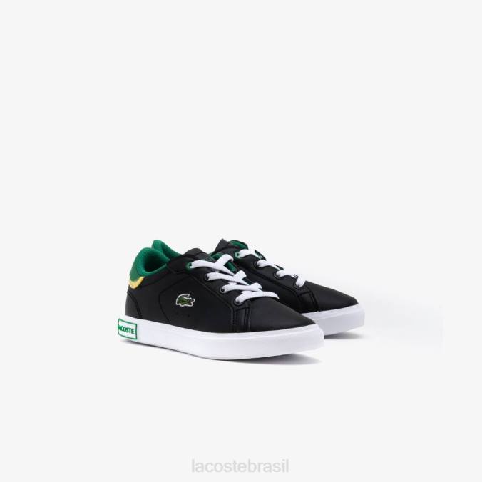 Lacoste crianças tênis sintético powercourt Preto Verde P2PX2978 sapato