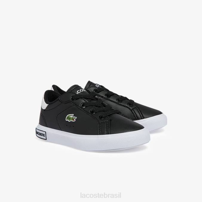 Lacoste crianças tênis sintético powercourt Preto branco P2PX2937 sapato