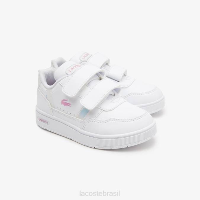 Lacoste crianças tênis t-clip sintético com salto estourado branco P2PX2938 sapato