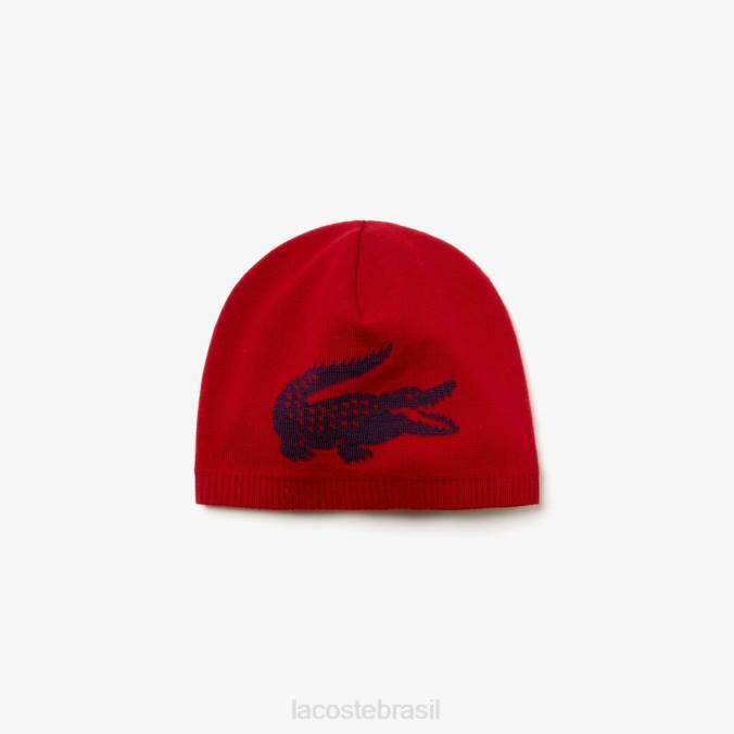 Lacoste homens gorro jacquard de lã de crocodilo Bordéus P2PX2310 acessórios