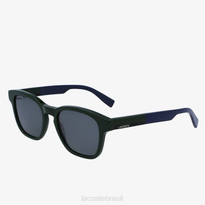 Lacoste homens óculos de sol retângulo em acetato têxtil touch verde P2PX2347 acessórios