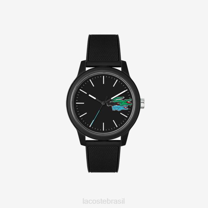 Lacoste homens 12.12 Relógio de 3 ponteiros - preto com pulseira de silicone preto P2PX2315 acessórios