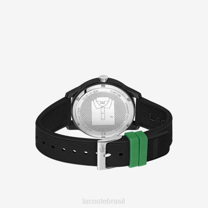 Lacoste homens 12.12 Relógio de 3 ponteiros - preto com pulseira de silicone preto P2PX2315 acessórios