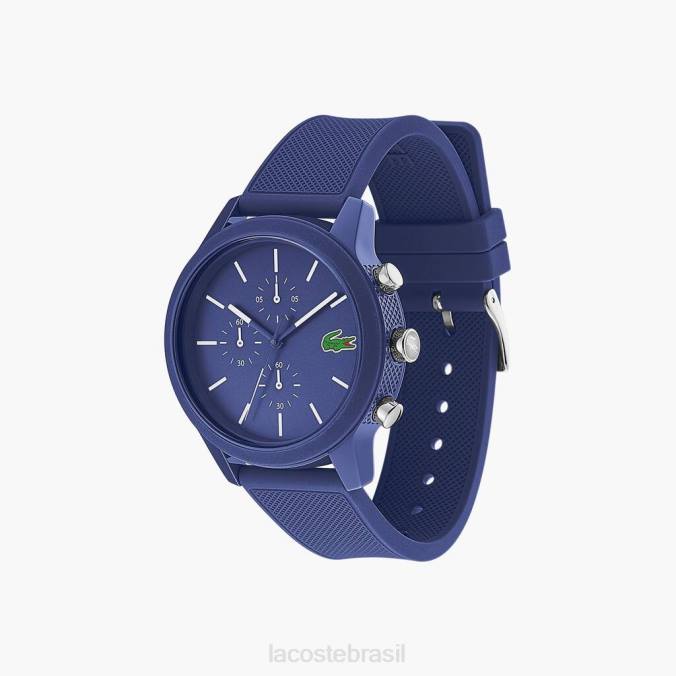 Lacoste homens Relógio cronógrafo 12.12 com pulseira de silicone azul azul P2PX2329 acessórios