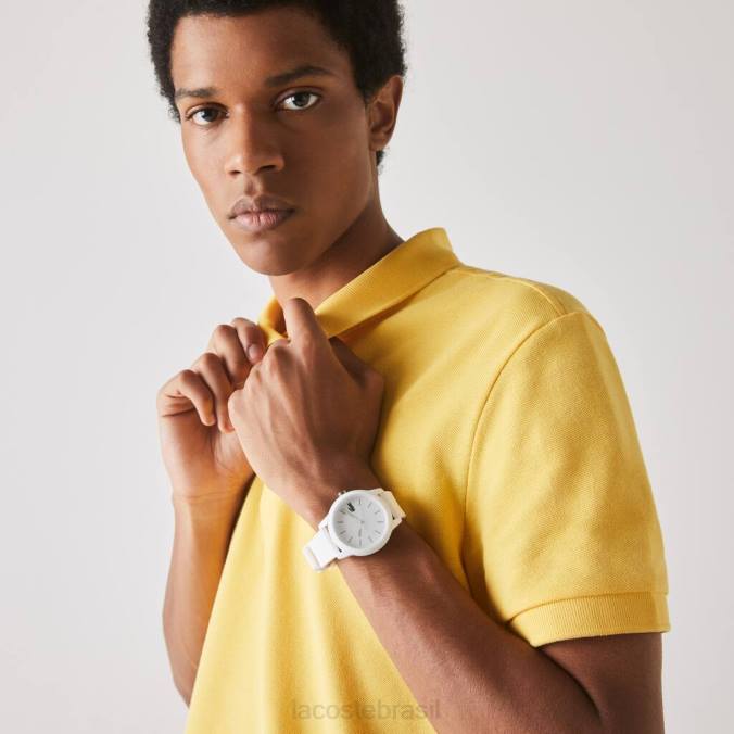 Lacoste homens l.12.12 relógio com pulseira de silicone branco branco P2PX2333 acessórios