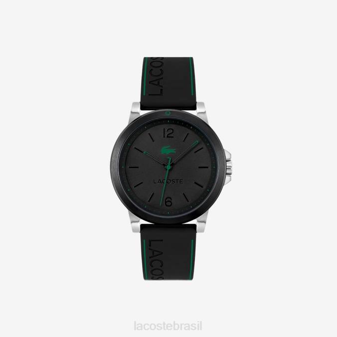 Lacoste homens relógio de silicone preto com 3 mãos preto P2PX2156 acessórios