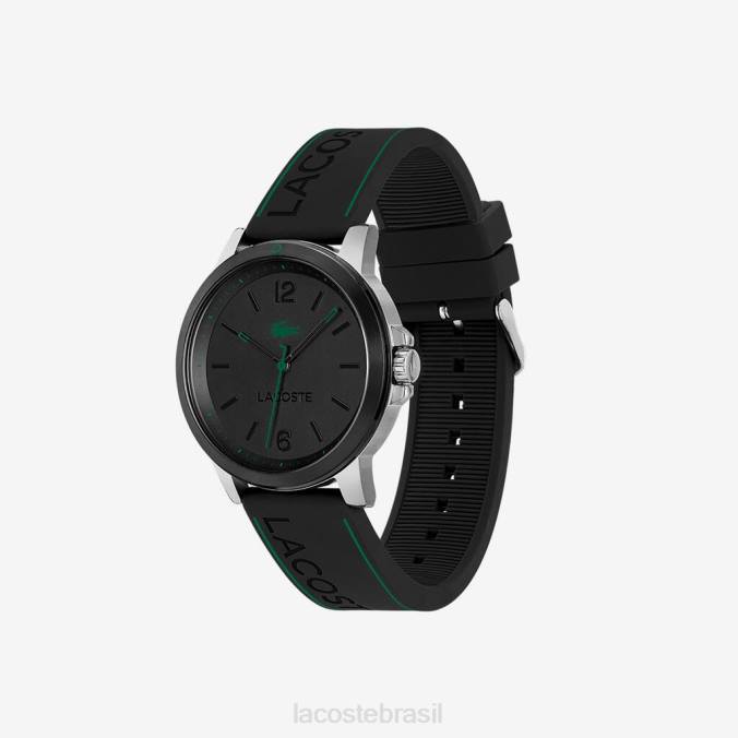 Lacoste homens relógio de silicone preto com 3 mãos preto P2PX2156 acessórios