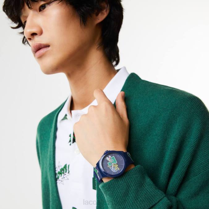 Lacoste homens relógio neocroc com pulseira de silicone azul azul P2PX2207 acessórios