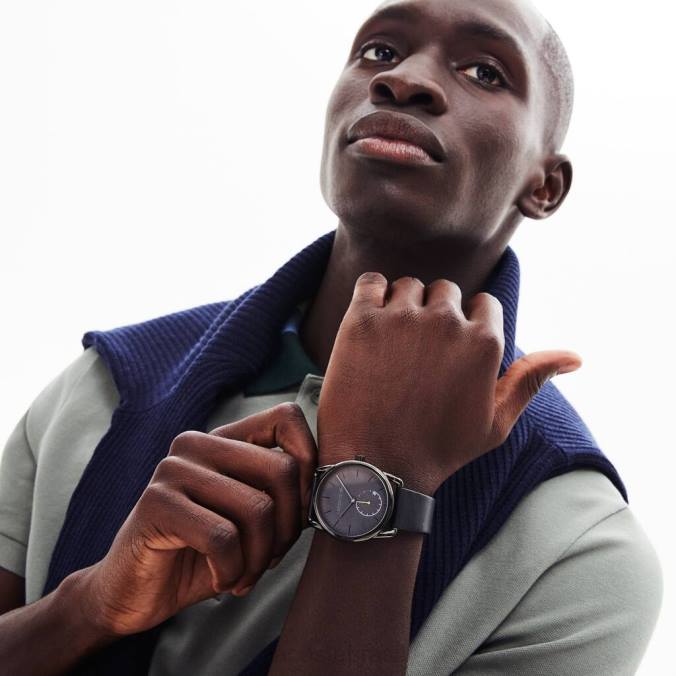 Lacoste homens relógio urbano masculino com pulseira de couro preto preto P2PX2312 acessórios