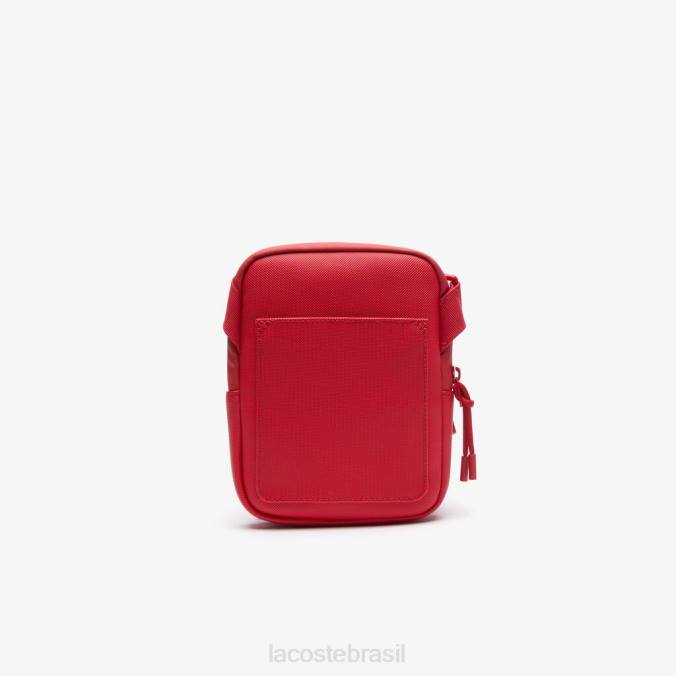 Lacoste homens Bolsa transversal plana pequena de lona revestida com lcst vermelho 240 P2PX2017 bolsas e artigos de couro