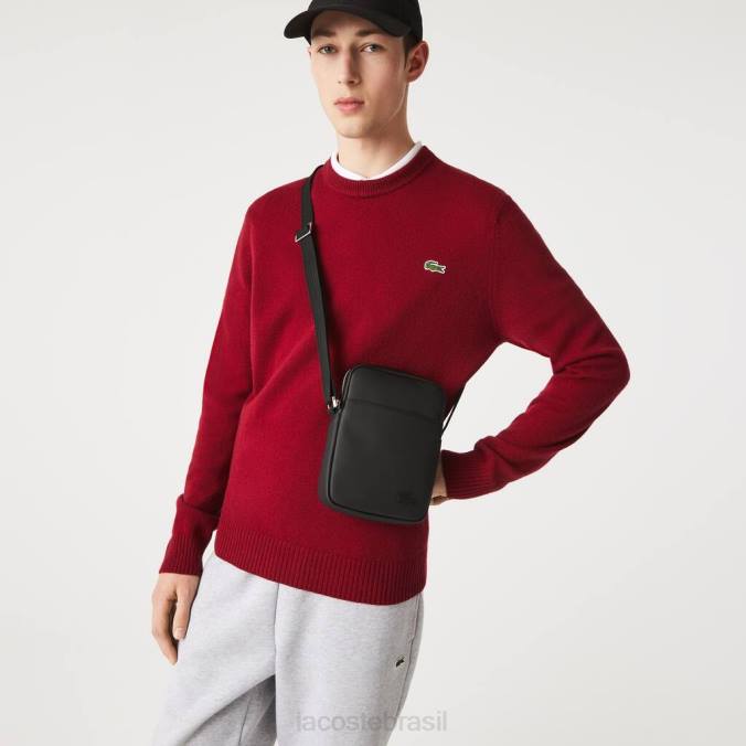 Lacoste homens bolsa clássica petit piquê com zíper vertical preto P2PX2023 bolsas e artigos de couro