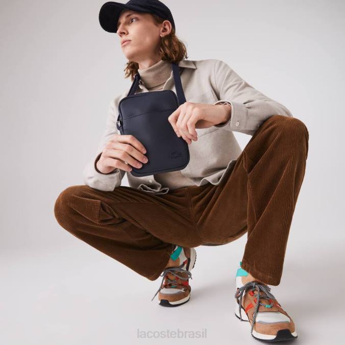 Lacoste homens bolsa clássica petit piquê com zíper vertical preto P2PX2024 bolsas e artigos de couro