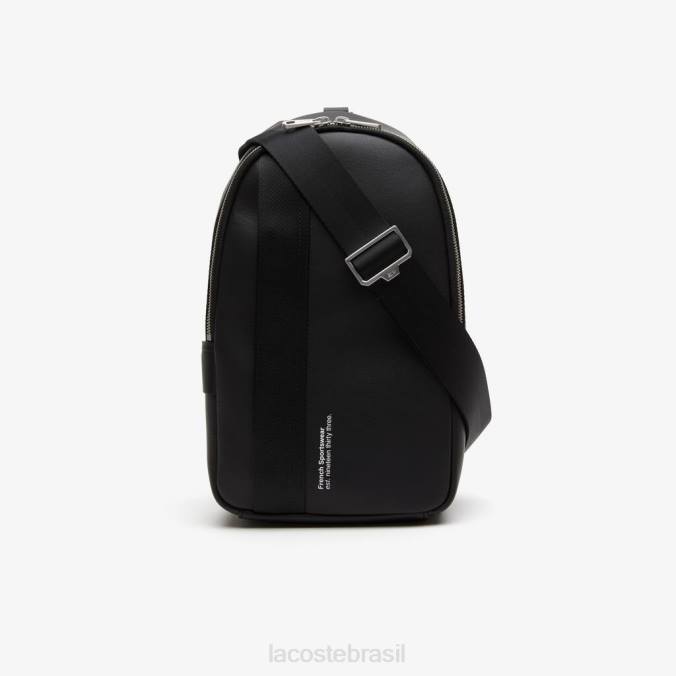 Lacoste homens bolsa compacta de couro de bezerro dividida preto P2PX2002 bolsas e artigos de couro