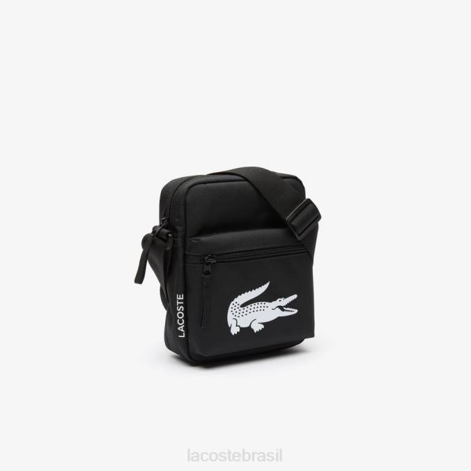 Lacoste homens bolsa de ombro em fibra reciclada preto P2PX1998 bolsas e artigos de couro