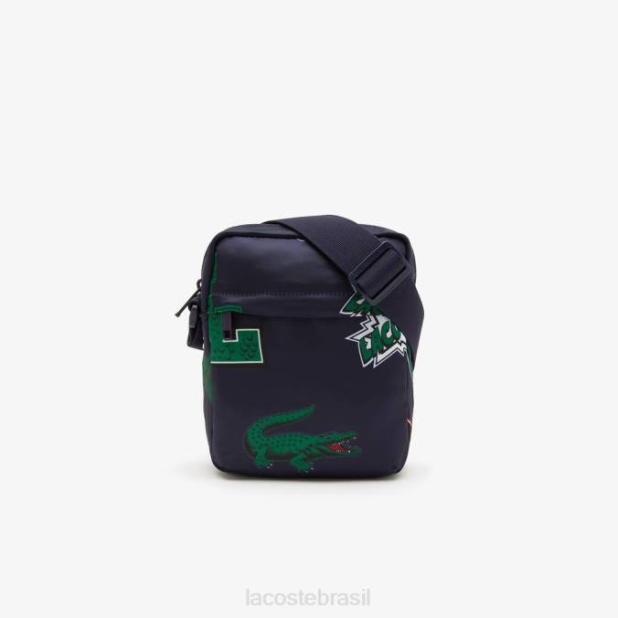 Lacoste homens bolsa para câmera vertical com estampa em quadrinhos crocodilo marinho 166 por todo o lado P2PX2092 bolsas e artigos de couro