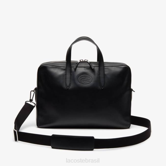 Lacoste homens l.12.12 bolsa de couro com alça de ombro removível para computador preto P2PX2030 bolsas e artigos de couro